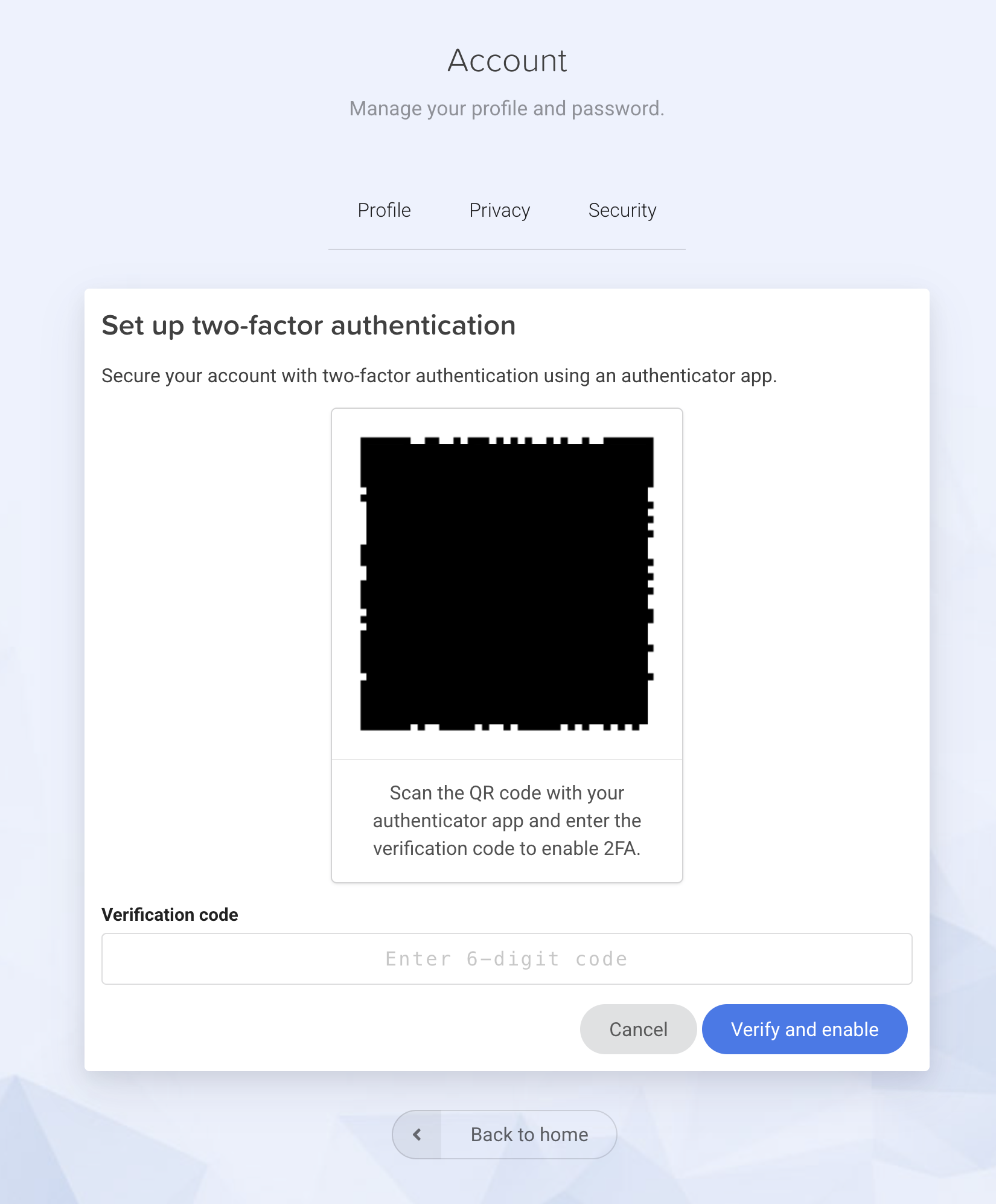 2FA QR code